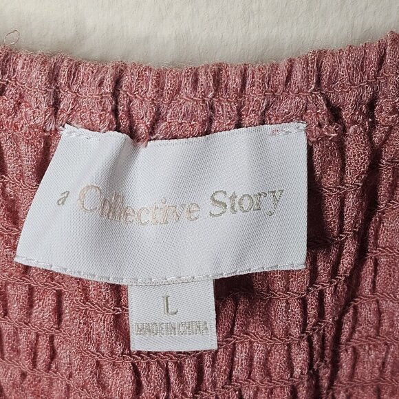 NWT A Collective Story Mauve Pink Baby Doll Mini Dress Puff Sleeves Womens Large - Picture 5 of 7